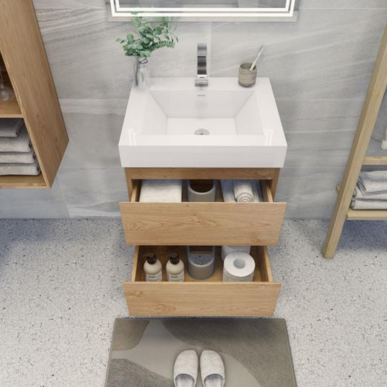 Fusion Floating / Wall Mounted Bathroom Vanity with Acrylic Sink