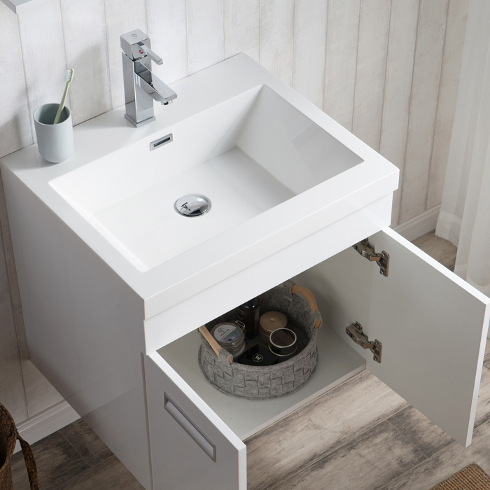 Alpha Floating / Wall Mounted Bathroom Vanity with Acrylic Sink