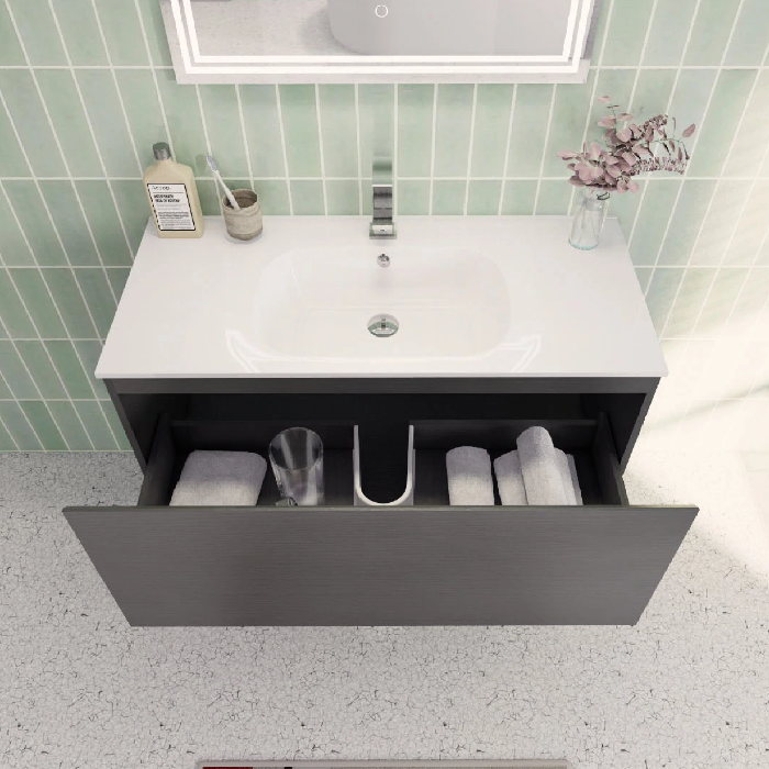 Aipo Floating / Wall Mounted Bathroom Vanity with Acrylic Sink