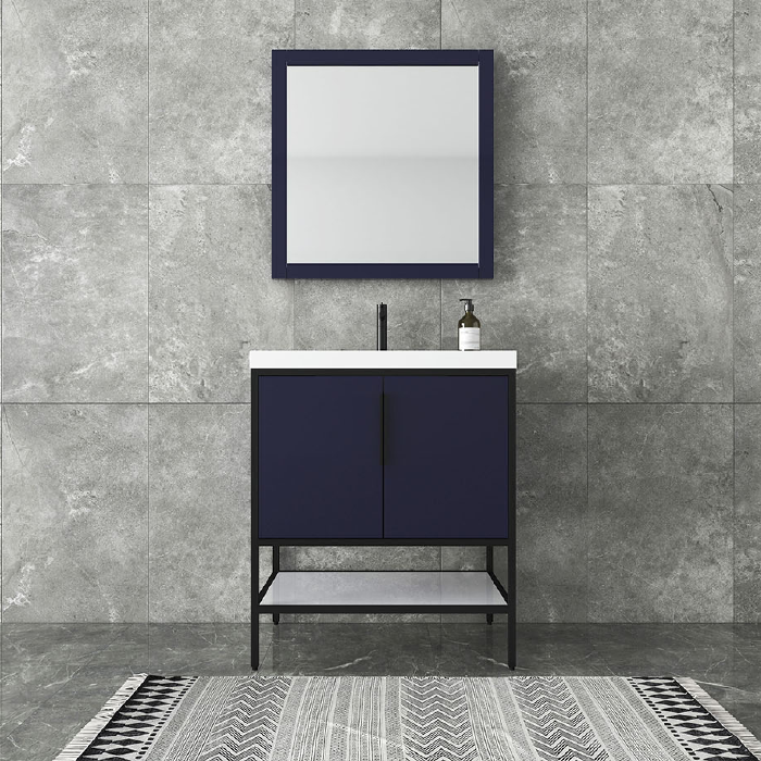 Marinus Freestanding Bathroom Vanity With Reinforced Acrylic Sink, Doors & Open Storage Shelves