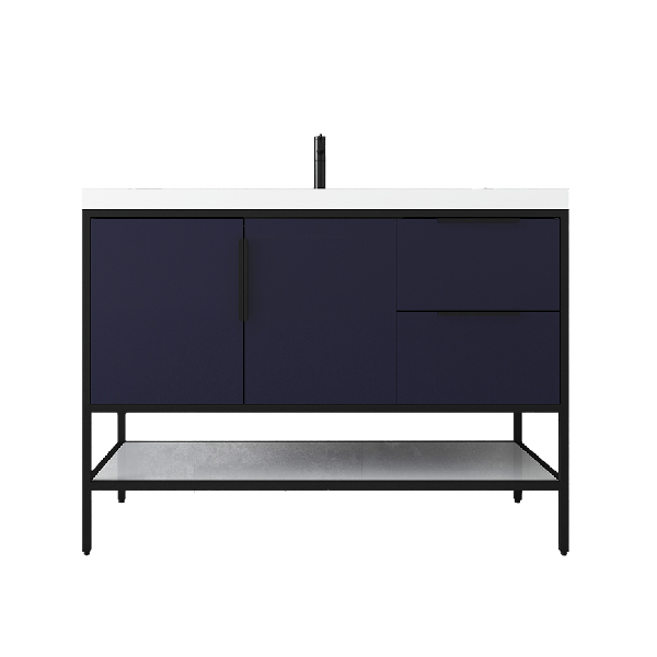 Marinus Freestanding Bathroom Vanity With Reinforced Acrylic Sink, Doors & Open Storage Shelves