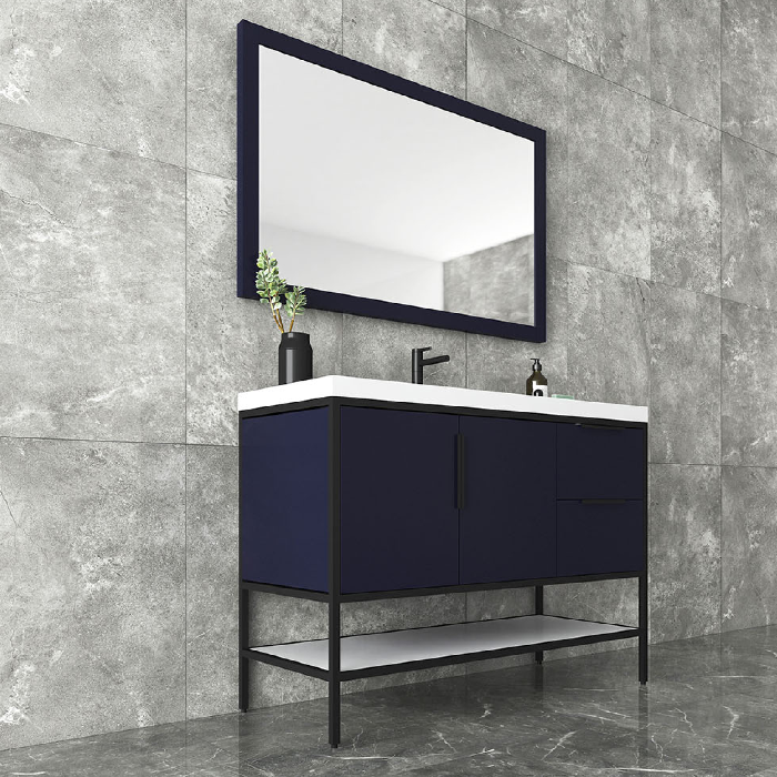 Marinus Freestanding Bathroom Vanity With Reinforced Acrylic Sink, Doors & Open Storage Shelves