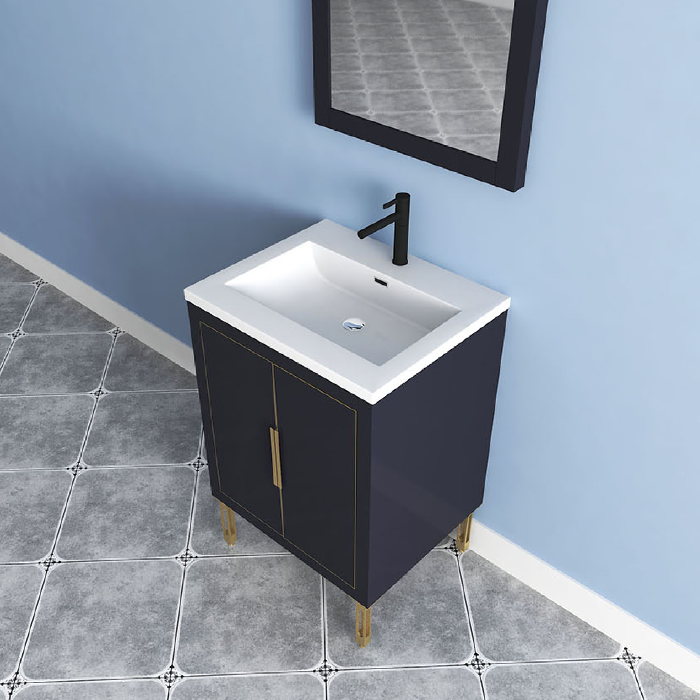 Maronite Freestanding Bathroom Vanity With Acrylic Sink Top, Doors & Drawers