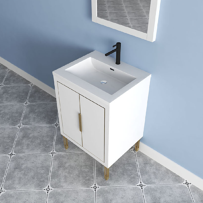 Maronite Freestanding Bathroom Vanity With Acrylic Sink Top, Doors & Drawers