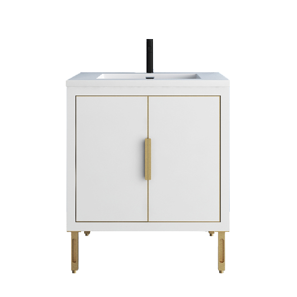 Maronite Freestanding Bathroom Vanity With Acrylic Sink Top, Doors & Drawers