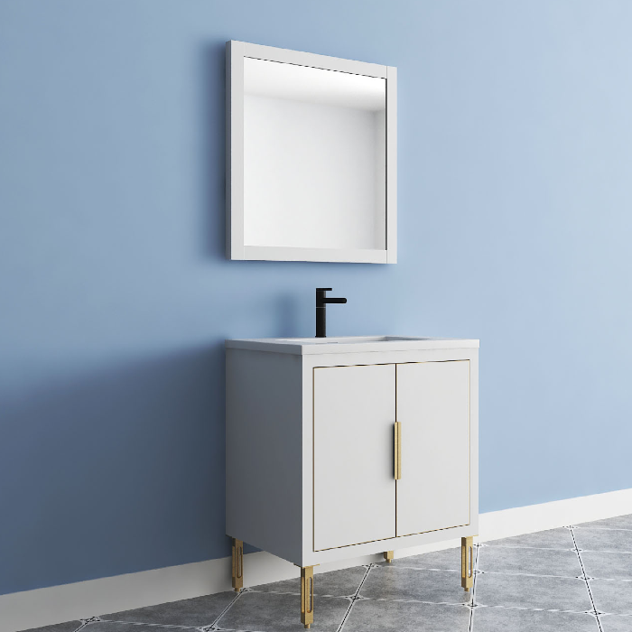 Maronite Freestanding Bathroom Vanity With Acrylic Sink Top, Doors & Drawers