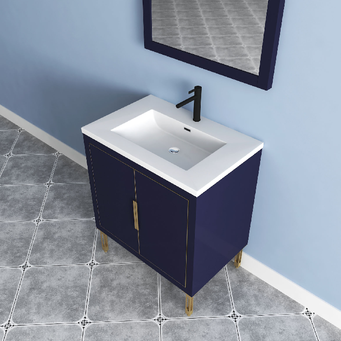 Maronite Freestanding Bathroom Vanity With Acrylic Sink Top, Doors & Drawers