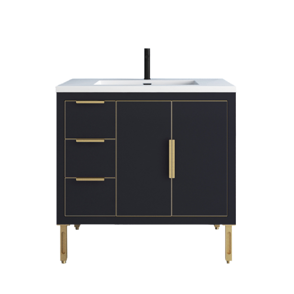 Maronite Freestanding Bathroom Vanity With Acrylic Sink Top, Doors & Drawers