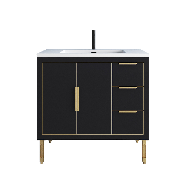 Maronite Freestanding Bathroom Vanity With Acrylic Sink Top, Doors & Drawers