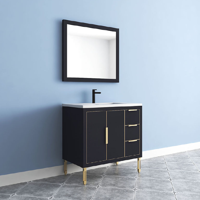 Maronite Freestanding Bathroom Vanity With Acrylic Sink Top, Doors & Drawers