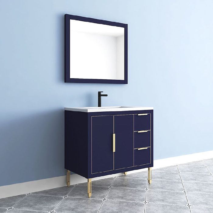 Maronite Freestanding Bathroom Vanity With Acrylic Sink Top, Doors & Drawers