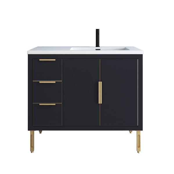 Maronite Freestanding Bathroom Vanity With Acrylic Sink Top, Doors & Drawers