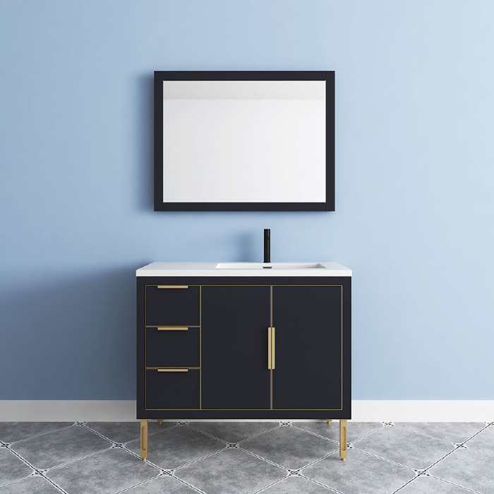 Maronite Freestanding Bathroom Vanity With Acrylic Sink Top, Doors & Drawers