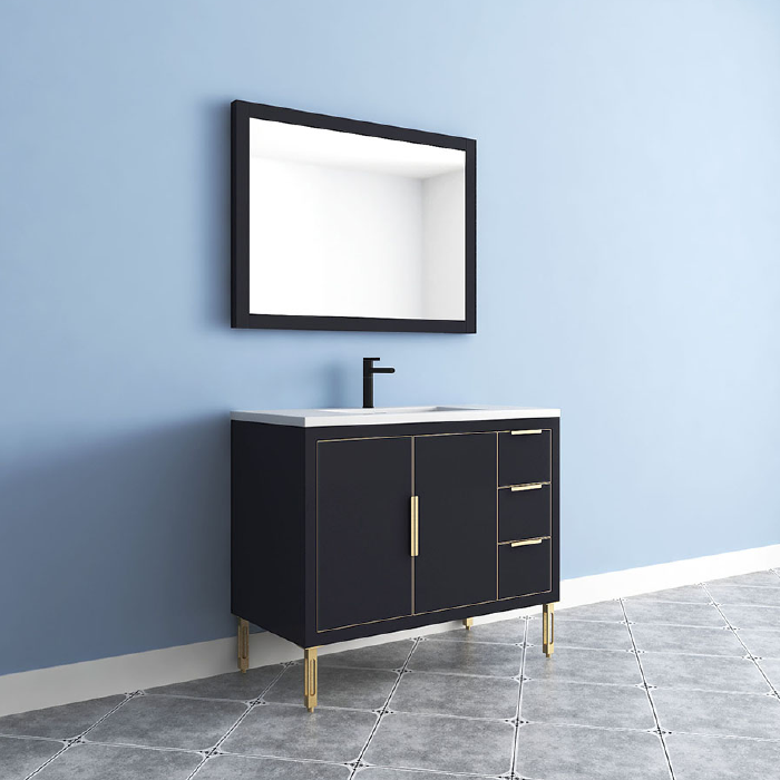 Maronite Freestanding Bathroom Vanity With Acrylic Sink Top, Doors & Drawers