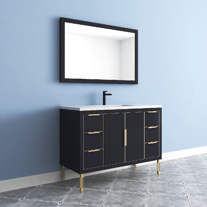 Maronite Freestanding Bathroom Vanity With Acrylic Sink Top, Doors & Drawers