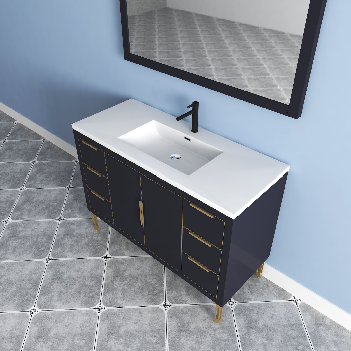 Maronite Freestanding Bathroom Vanity With Acrylic Sink Top, Doors & Drawers