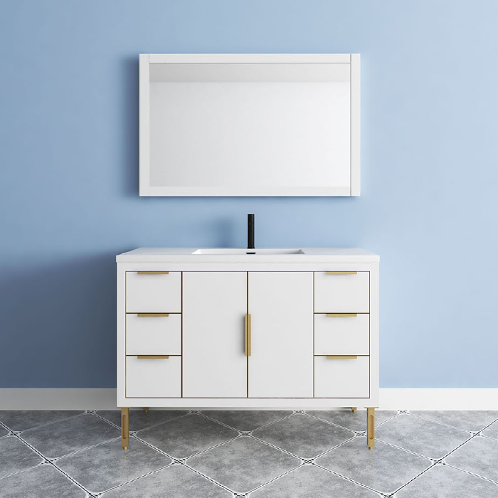 Maronite Freestanding Bathroom Vanity With Acrylic Sink Top, Doors & Drawers