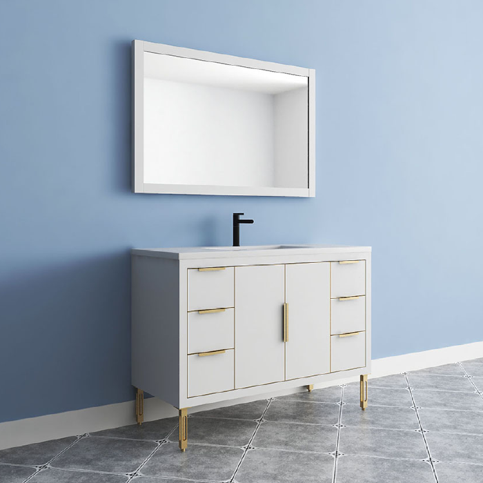 Maronite Freestanding Bathroom Vanity With Acrylic Sink Top, Doors & Drawers