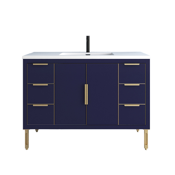 Maronite Freestanding Bathroom Vanity With Acrylic Sink Top, Doors & Drawers