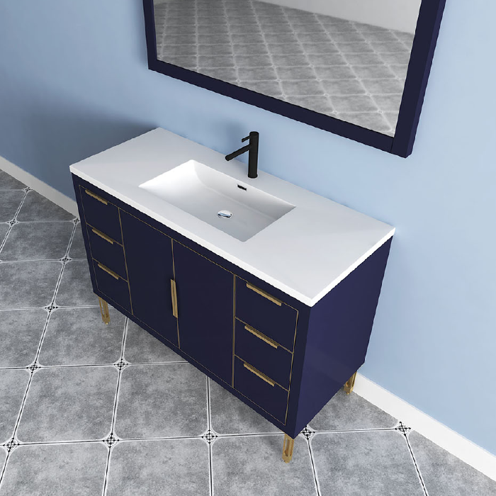Maronite Freestanding Bathroom Vanity With Acrylic Sink Top, Doors & Drawers