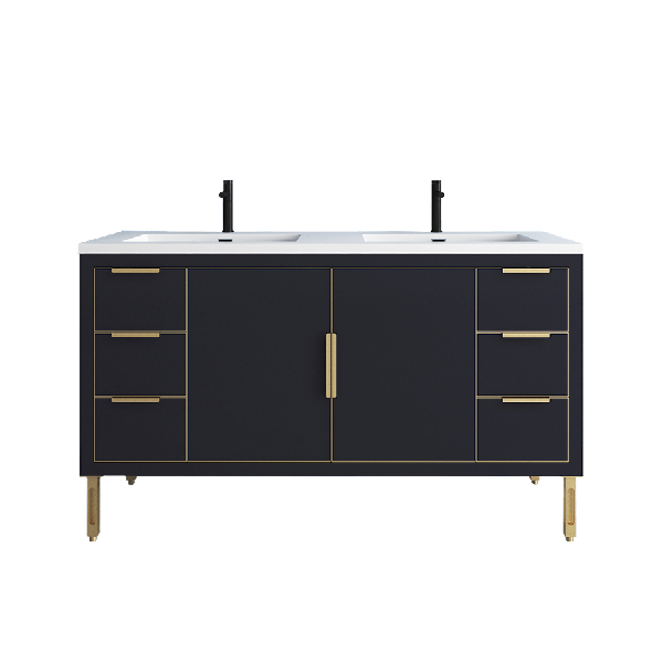 Maronite Freestanding Bathroom Vanity With Acrylic Sink Top, Doors & Drawers