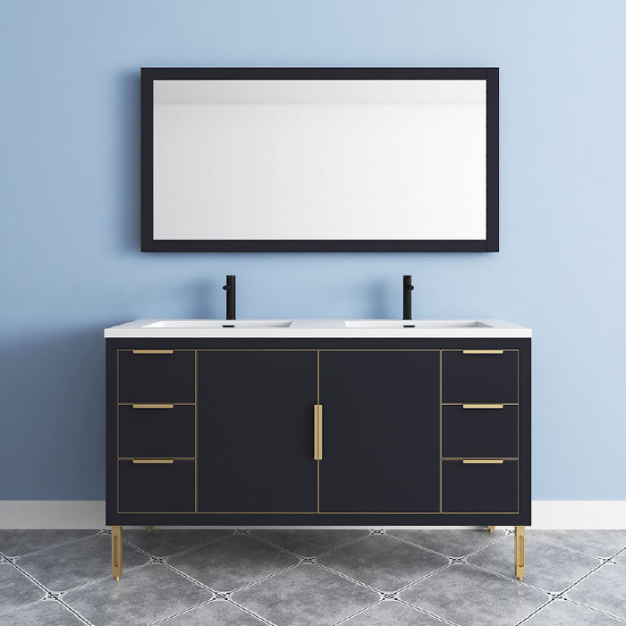 Maronite Freestanding Bathroom Vanity With Acrylic Sink Top, Doors & Drawers