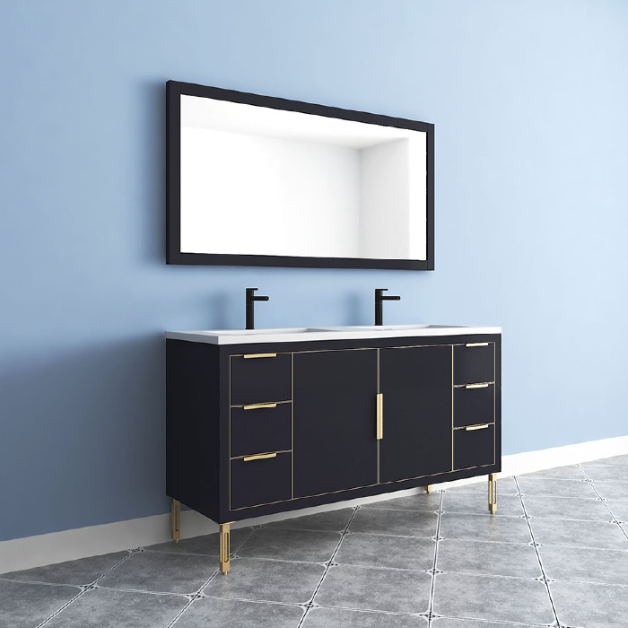 Maronite Freestanding Bathroom Vanity With Acrylic Sink Top, Doors & Drawers