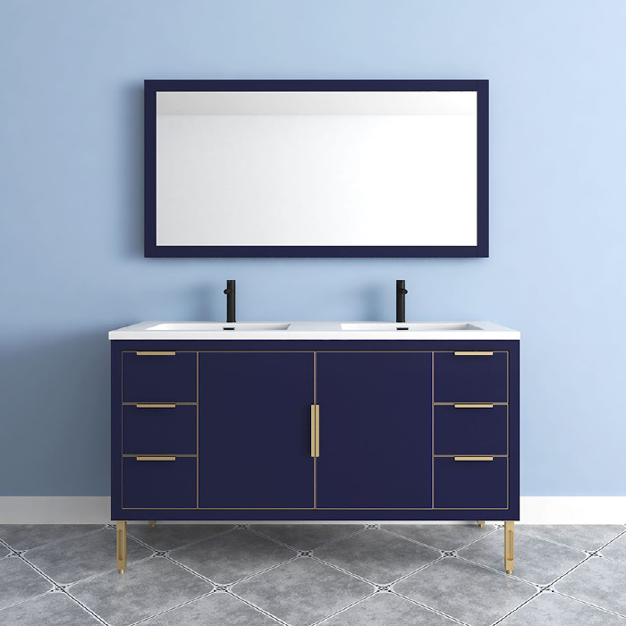 Maronite Freestanding Bathroom Vanity With Acrylic Sink Top, Doors & Drawers