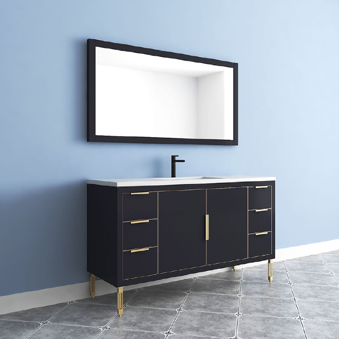 Maronite Freestanding Bathroom Vanity With Acrylic Sink Top, Doors & Drawers