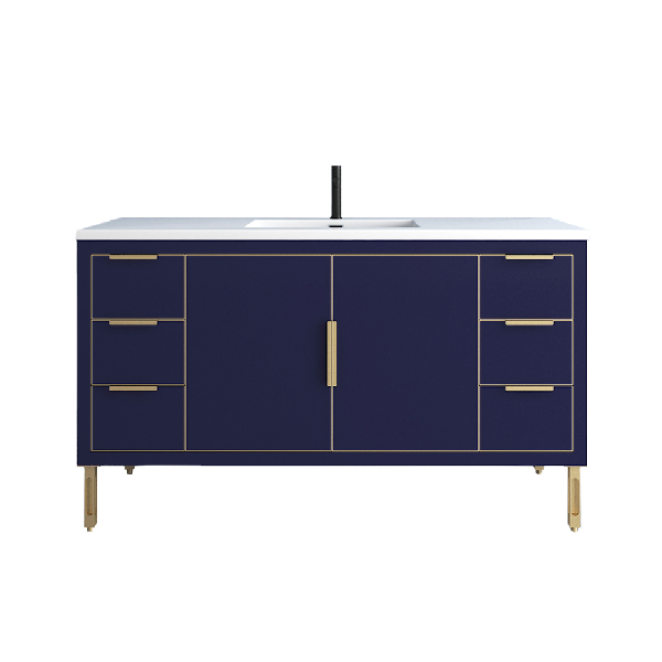 Maronite Freestanding Bathroom Vanity With Acrylic Sink Top, Doors & Drawers