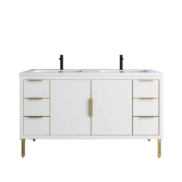 Maronite Freestanding Bathroom Vanity With Acrylic Sink Top, Doors & Drawers