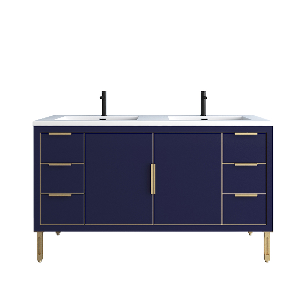 Maronite Freestanding Bathroom Vanity With Acrylic Sink Top, Doors & Drawers