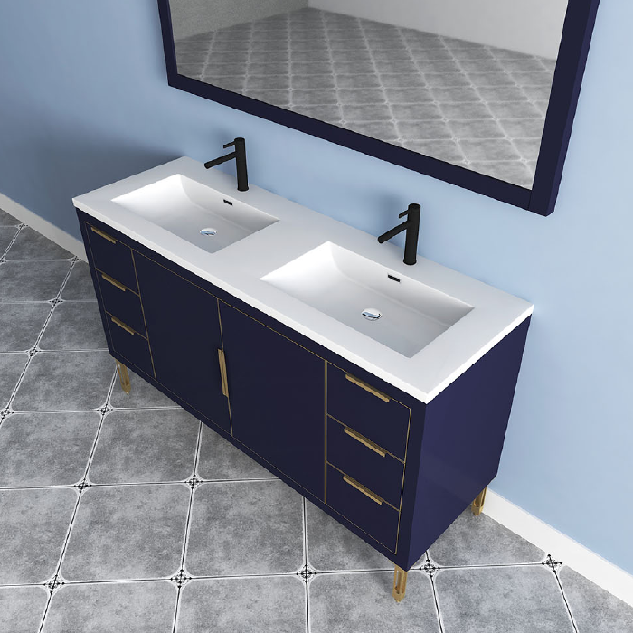 Maronite Freestanding Bathroom Vanity With Acrylic Sink Top, Doors & Drawers