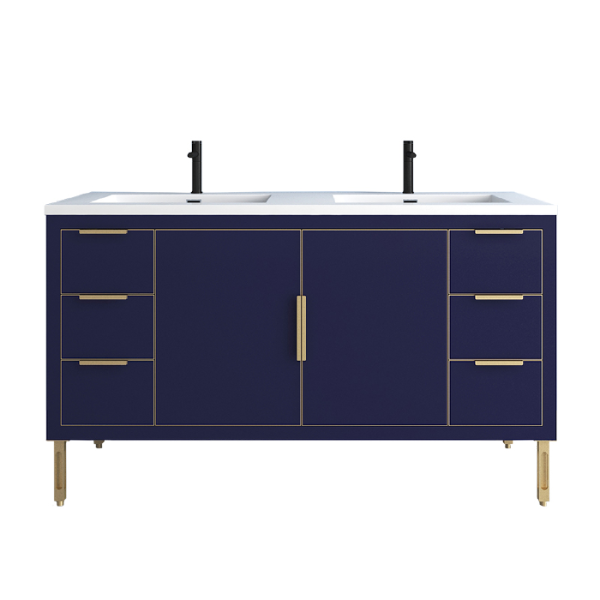 Maronite Freestanding Bathroom Vanity With Acrylic Sink Top, Doors & Drawers