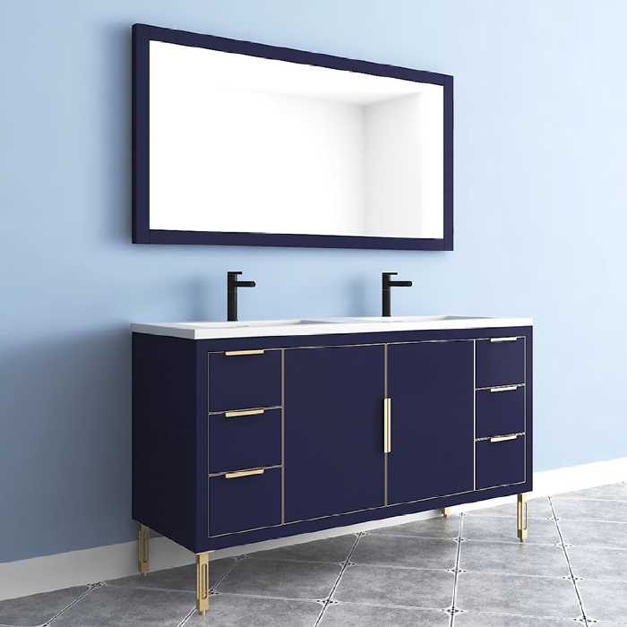 Maronite Freestanding Bathroom Vanity With Acrylic Sink Top, Doors & Drawers