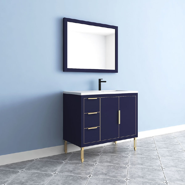 Maronite Freestanding Bathroom Vanity With Acrylic Sink Top, Doors & Drawers