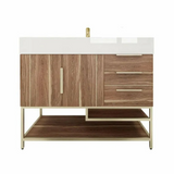Blossom Freestanding Bathroom Vanity With Acrylic Sink, Drawers, Open Shelf Storage & Gold Hardware & Frame
