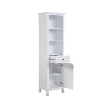 Cunningham Freestanding Bathroom Linen Side Cabinet With Open Shelves Storage, 1 Drawer & Door