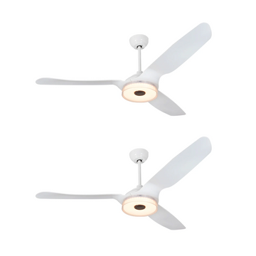 Icebreaker White/White 3 Blade Smart Ceiling Fan with Dimmable LED Light Kit Works with Remote Control, Wi-Fi apps and Voice control via Google Assistant/Alexa/Siri (Set of 2)