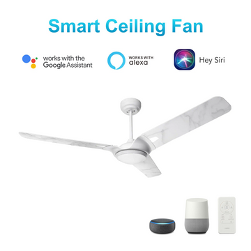 Innovator White/Marble Pattern Finish/White Marble 3 Blade Smart Ceiling Fan with Dimmable LED Light Kit Works with Remote Control, Wi-Fi apps and Voice control via Google Assistant/Alexa/Siri
