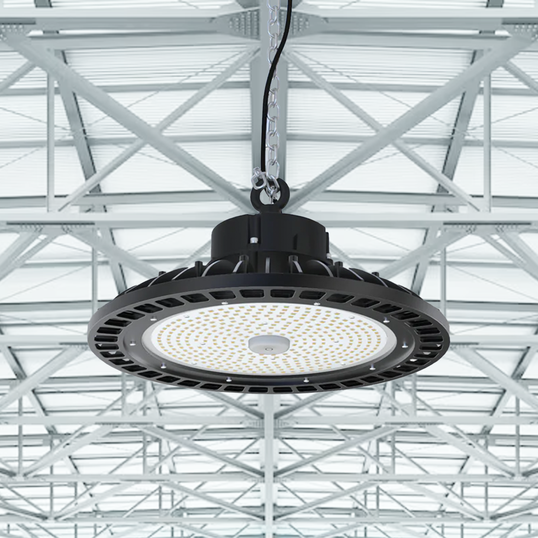 100W UFO High Bay LED Shop Lights 4000K - Dimmable (1-10V), AC120-277V, UL DLC Listed - Ideal for Commercial Warehouses, Garages, Workshops, and Factories