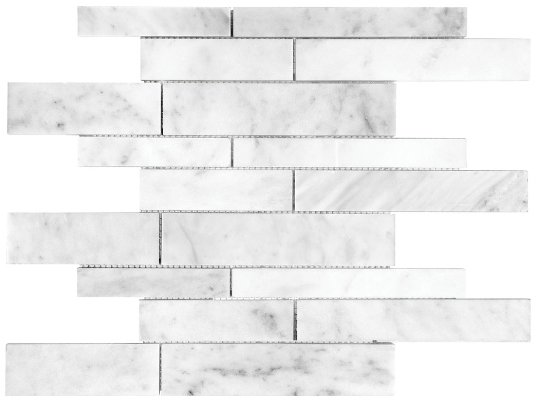 Random Strip Bianco Venatino Honed Marble Mosaic