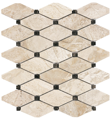 Clipped Diamond Impero Reale Polished Marble Mosaic