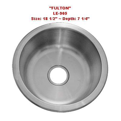 Leonet Fulton 17" Single Bowl Stainless Steel PREP OR BAR OR OFFICE Sink