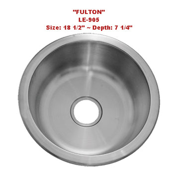 Leonet Fulton 17" Single Bowl Stainless Steel PREP OR BAR OR OFFICE Sink