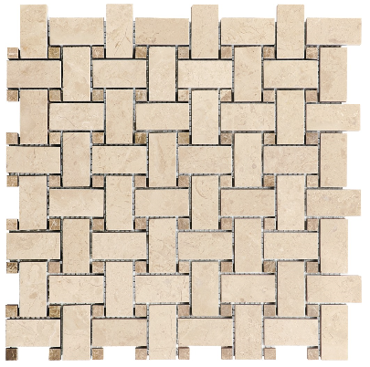 Basketweave Berkshire Crema Honed Marble Mosaic