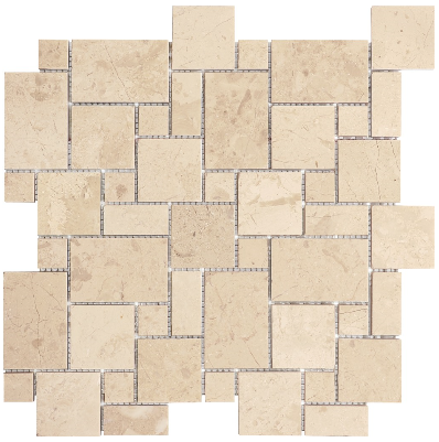 Mini Versailles Berkshire Crema Honed Marble Mosaic