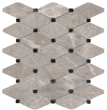 Clipped Diamond Ritz Gray Honed Marble Mosaic