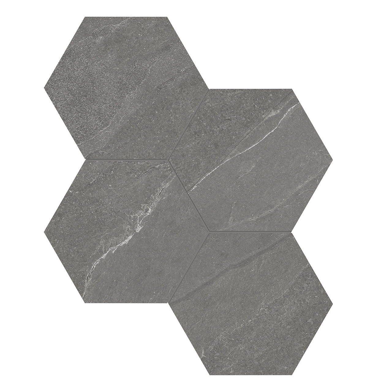 6 In Hexagon Nord Chromium Matte Color Body Porcelain Mosaic