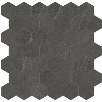 2 In Hexagon Nord Carbon Matte Color Body Porcelain Mosaic